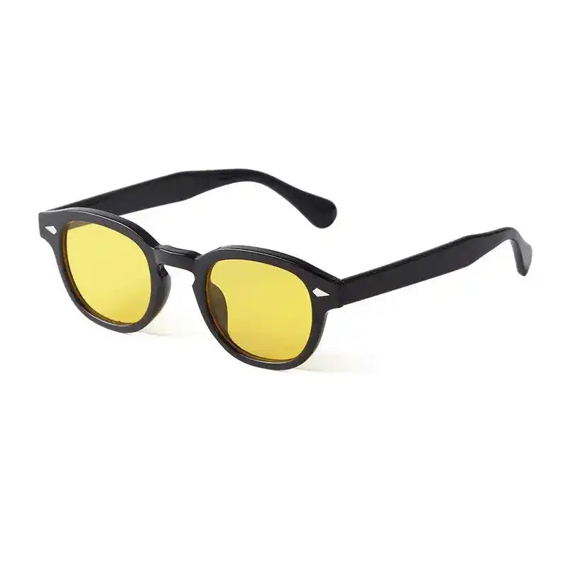 Vintage Fashion Shell Round Sunglasses Women Men 2024 Brand Design Retro Rivet Yellow Blue Lens Square Sun Glasses Female UV400 Lifestyle Travel Trading