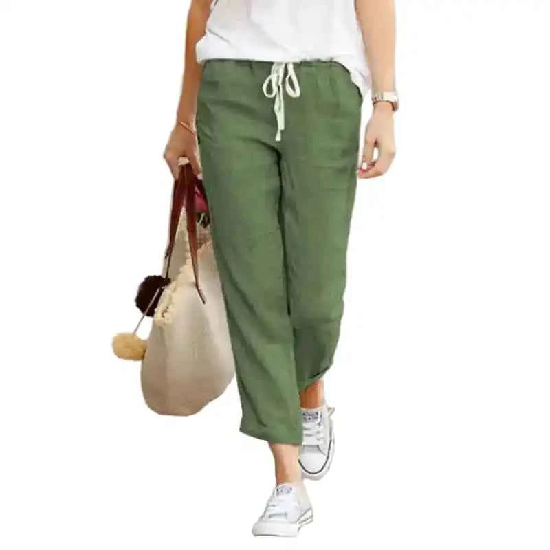 Women Drawstring Pants | Elegant Loose Cotton Trousers