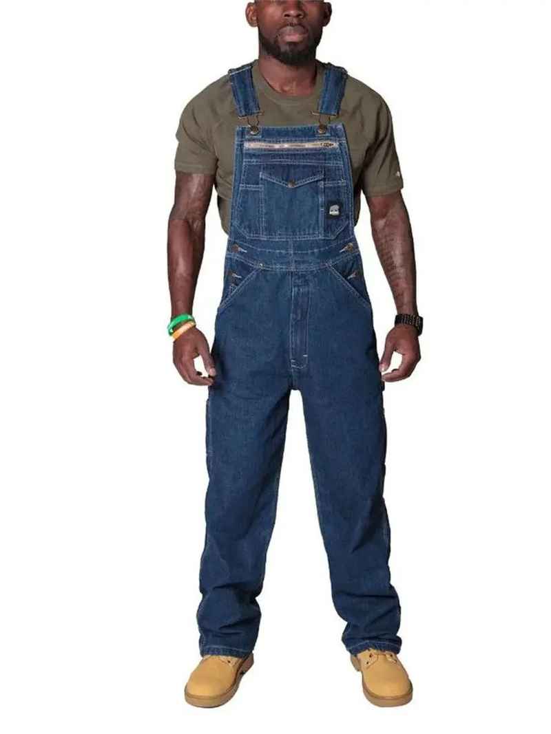 Lifestyle Dungaree | Men’s Ankle-Length Straight Jeans Elastic Waist Dropified