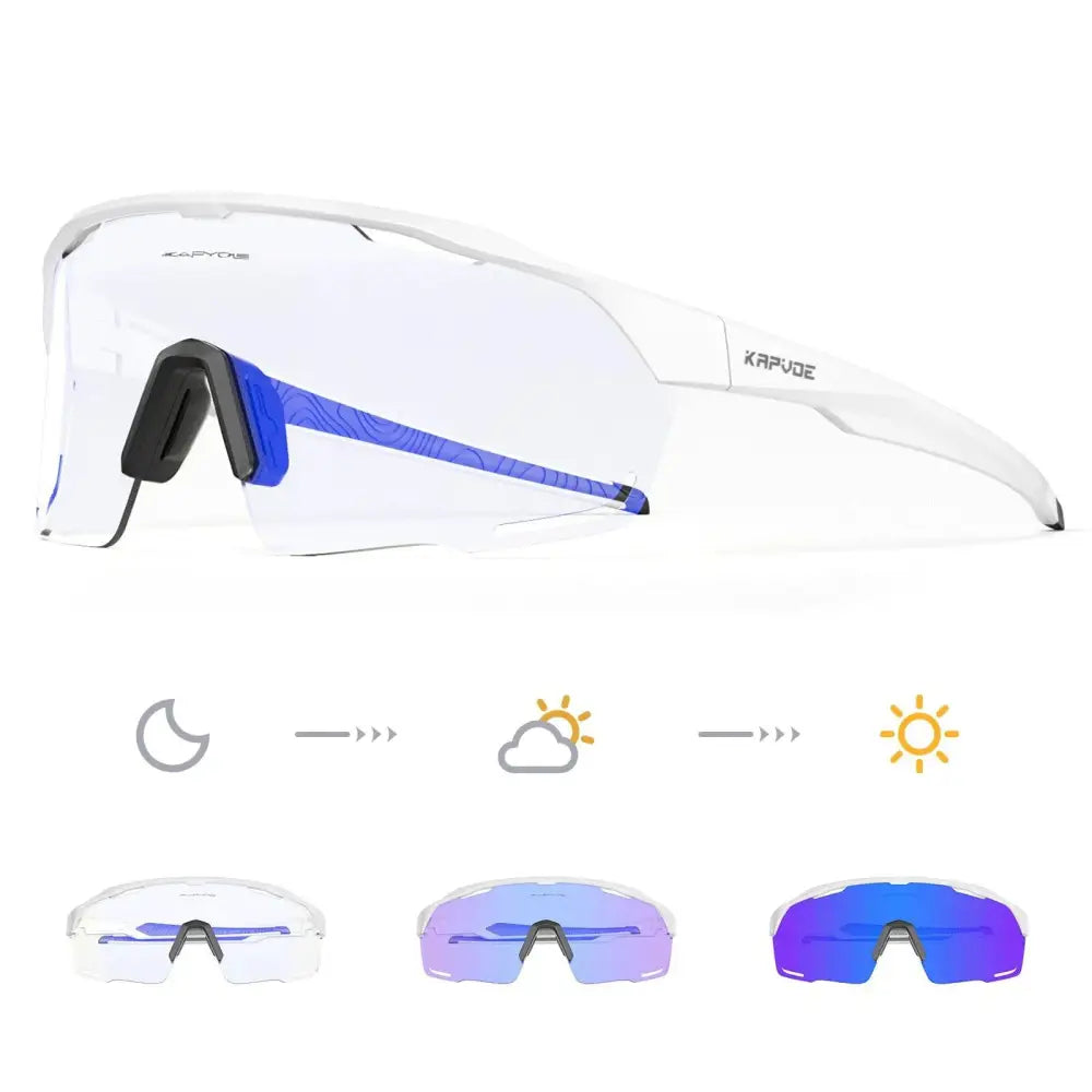 Kapvoe New Purple Red Photchromic Cycling SunGlasses MTB Bike UV400 Protection Glasses Riding Driving Running Sports Eyewear - Lifestyle Travel Trading