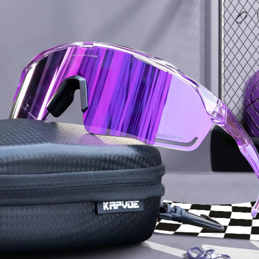 Kapvoe New Purple Red Photchromic Cycling SunGlasses MTB Bike UV400 Protection Glasses Riding Driving Running Sports Eyewear - Lifestyle Travel Trading