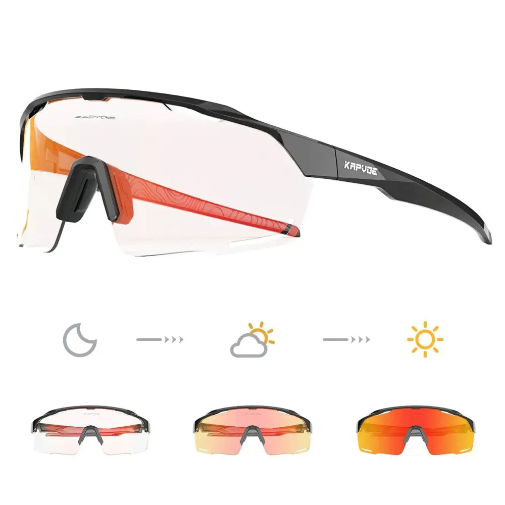 Kapvoe New Purple Red Photchromic Cycling SunGlasses MTB Bike UV400 Protection Glasses Riding Driving Running Sports Eyewear - Lifestyle Travel Trading