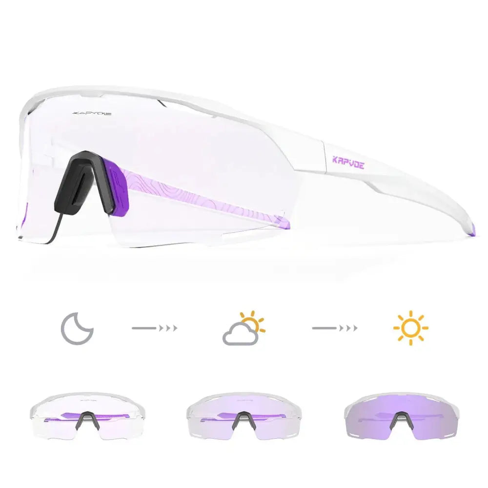 Kapvoe New Purple Red Photchromic Cycling SunGlasses MTB Bike UV400 Protection Glasses Riding Driving Running Sports Eyewear - Lifestyle Travel Trading