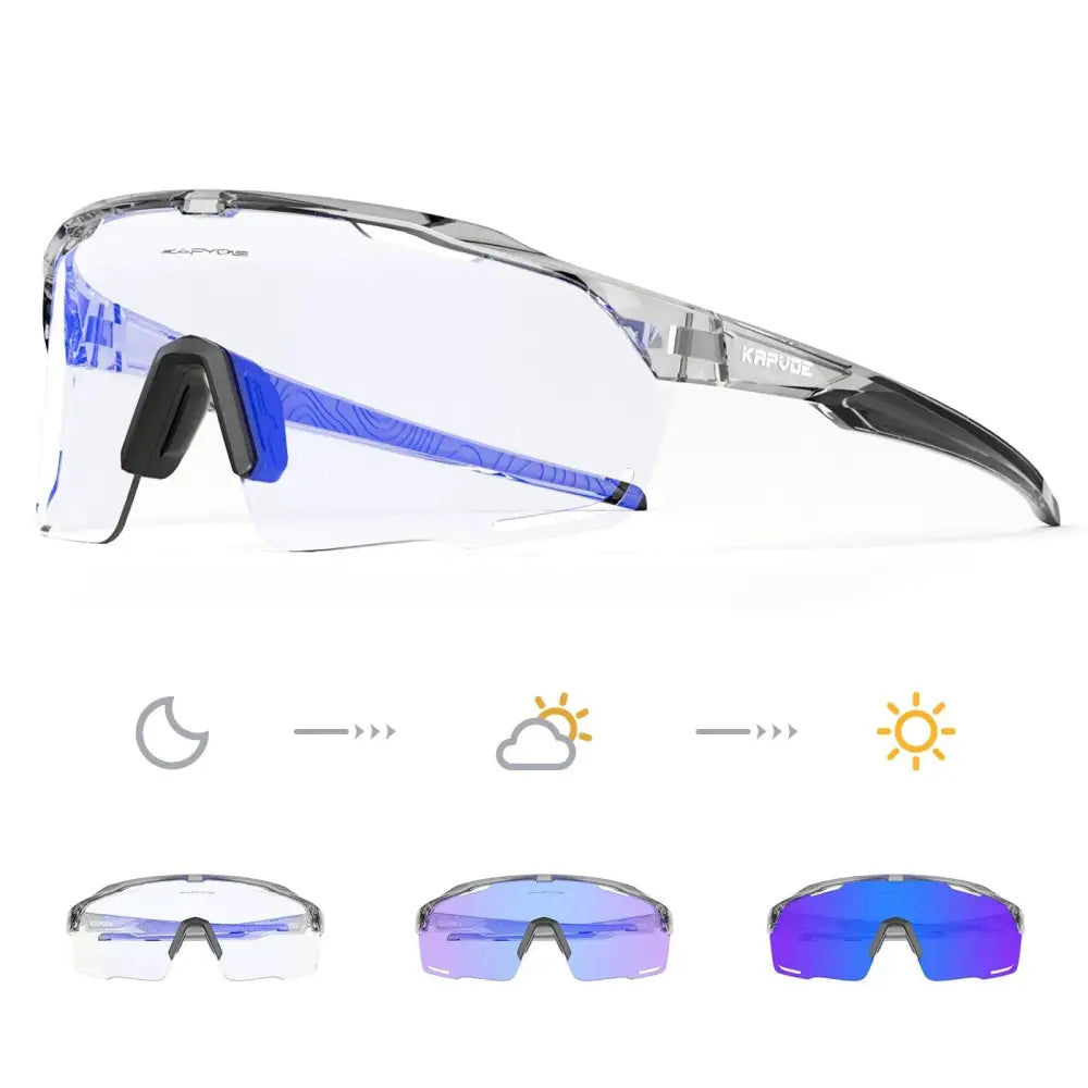 Kapvoe New Purple Red Photchromic Cycling SunGlasses MTB Bike UV400 Protection Glasses Riding Driving Running Sports Eyewear - Lifestyle Travel Trading