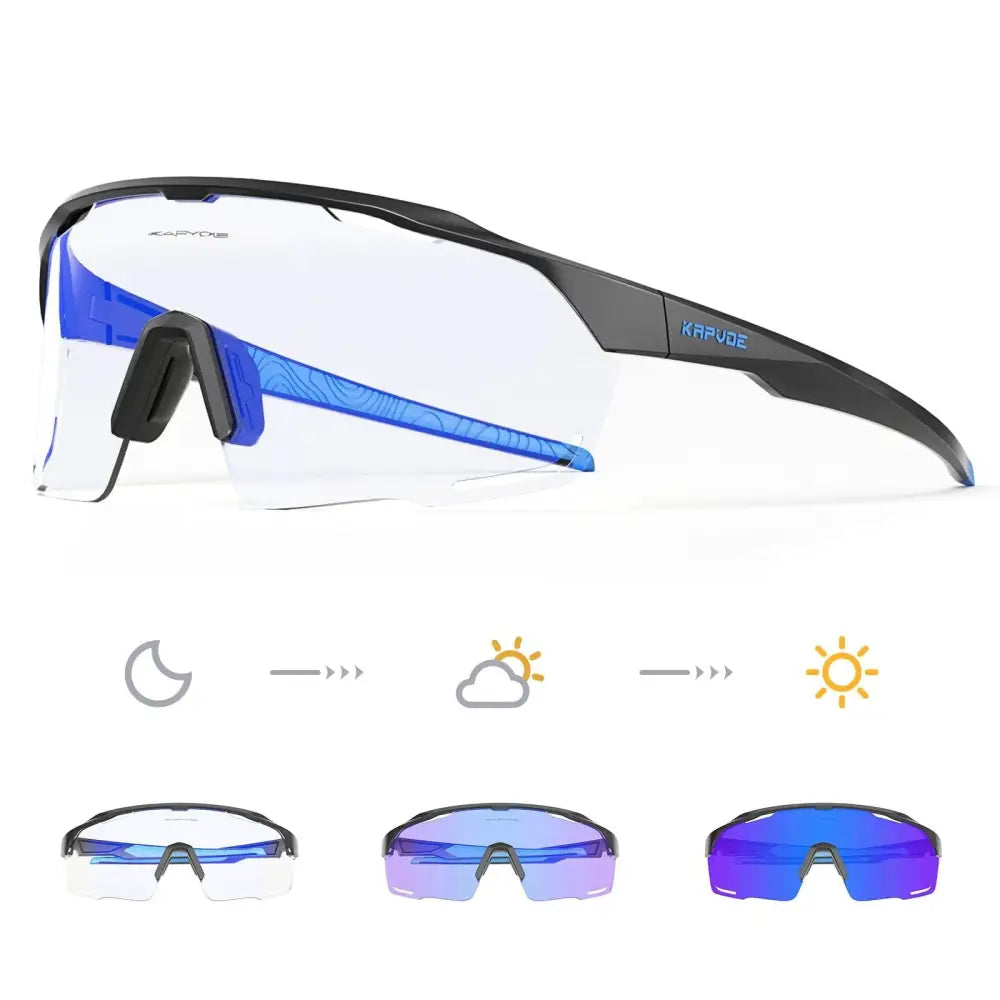 Kapvoe New Purple Red Photchromic Cycling SunGlasses MTB Bike UV400 Protection Glasses Riding Driving Running Sports Eyewear - Lifestyle Travel Trading