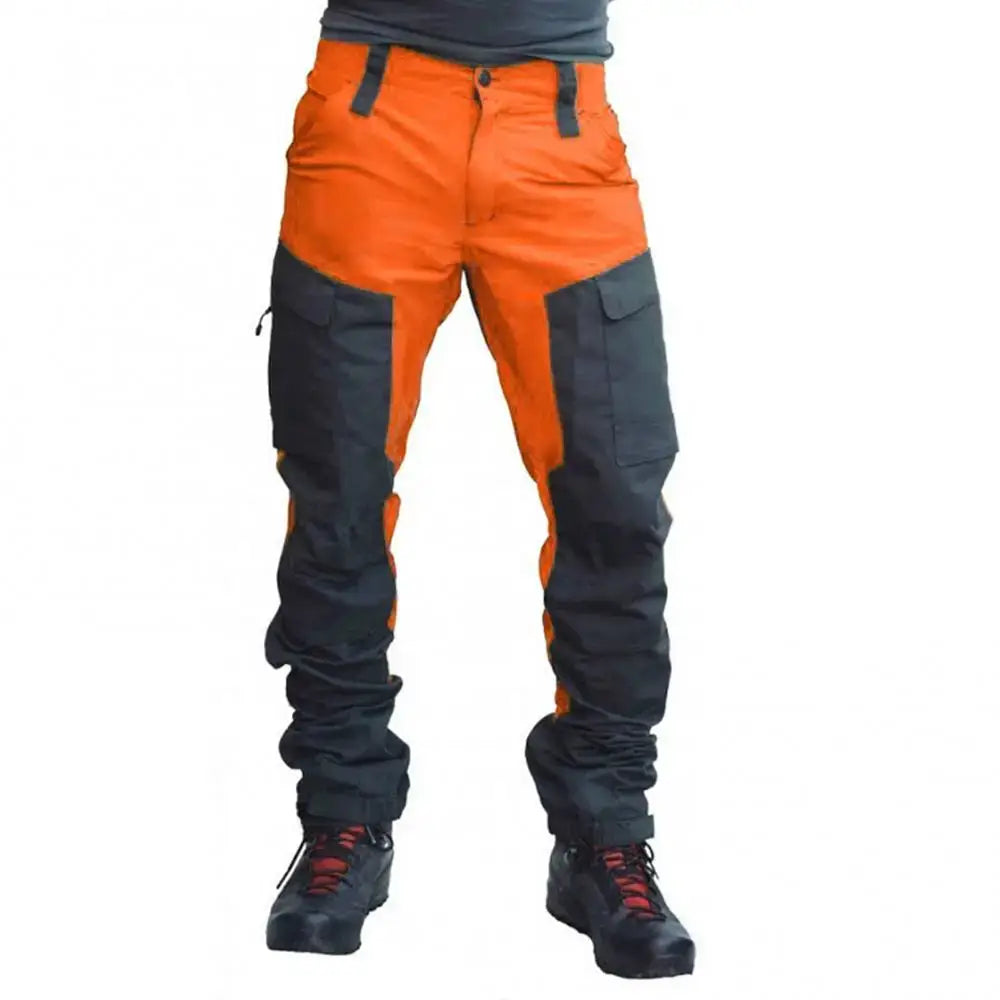 Waterproof Cargo Colour Block Pants Multi Pockets Sports Camping Fishing Outdoor - Orange / M - Cargo Pants