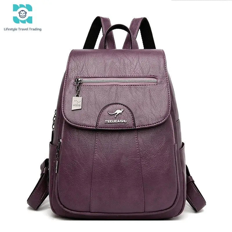 Women/Girl's Soft Leather Backpack - Lifestyle Travel Trading - 