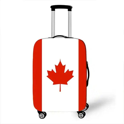 White and red Canadian flag suitcase with extendable handle, perfect flag suitcase covers